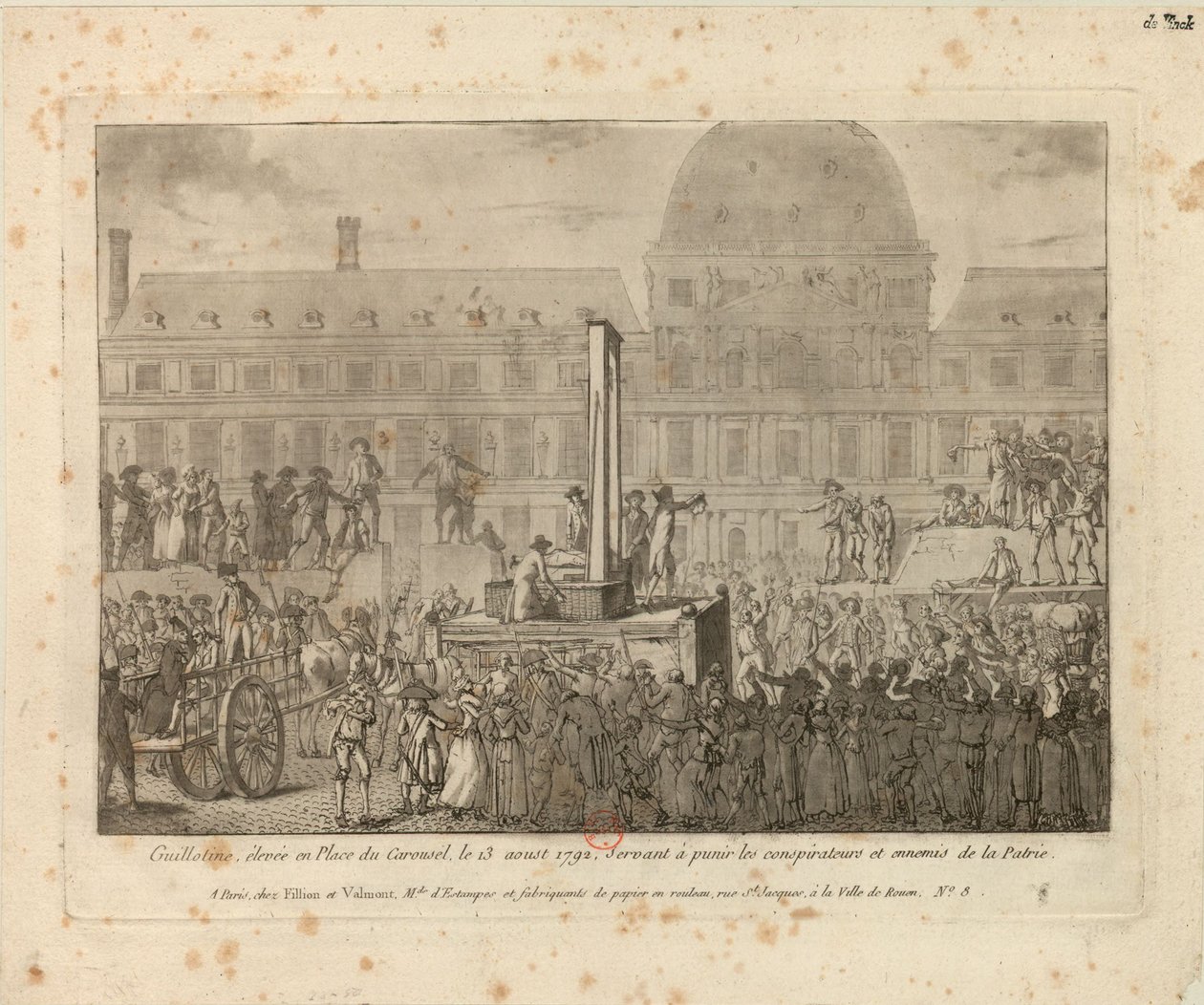 Guillotine rejst på Place du Carrousel, 13. august 1792 … af Unbekannt