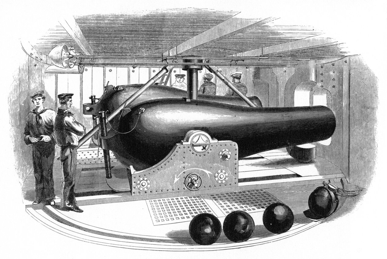 Pistoltårn ombord på USS Passaic, c1860