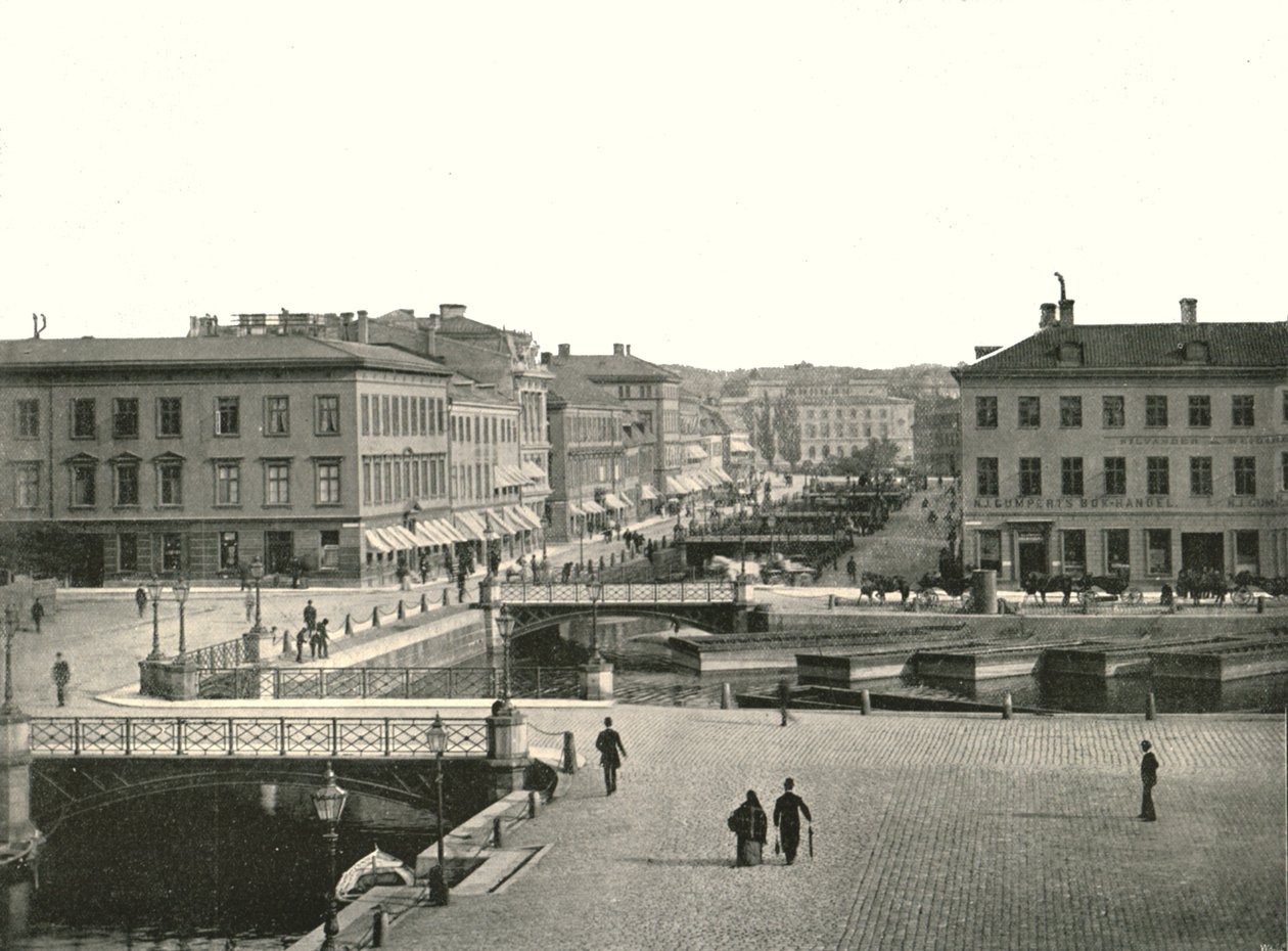 Gustav Adolfs torg og Ostra Hamngatan, Göteborg, Sverige, 1895. af Unbekannt