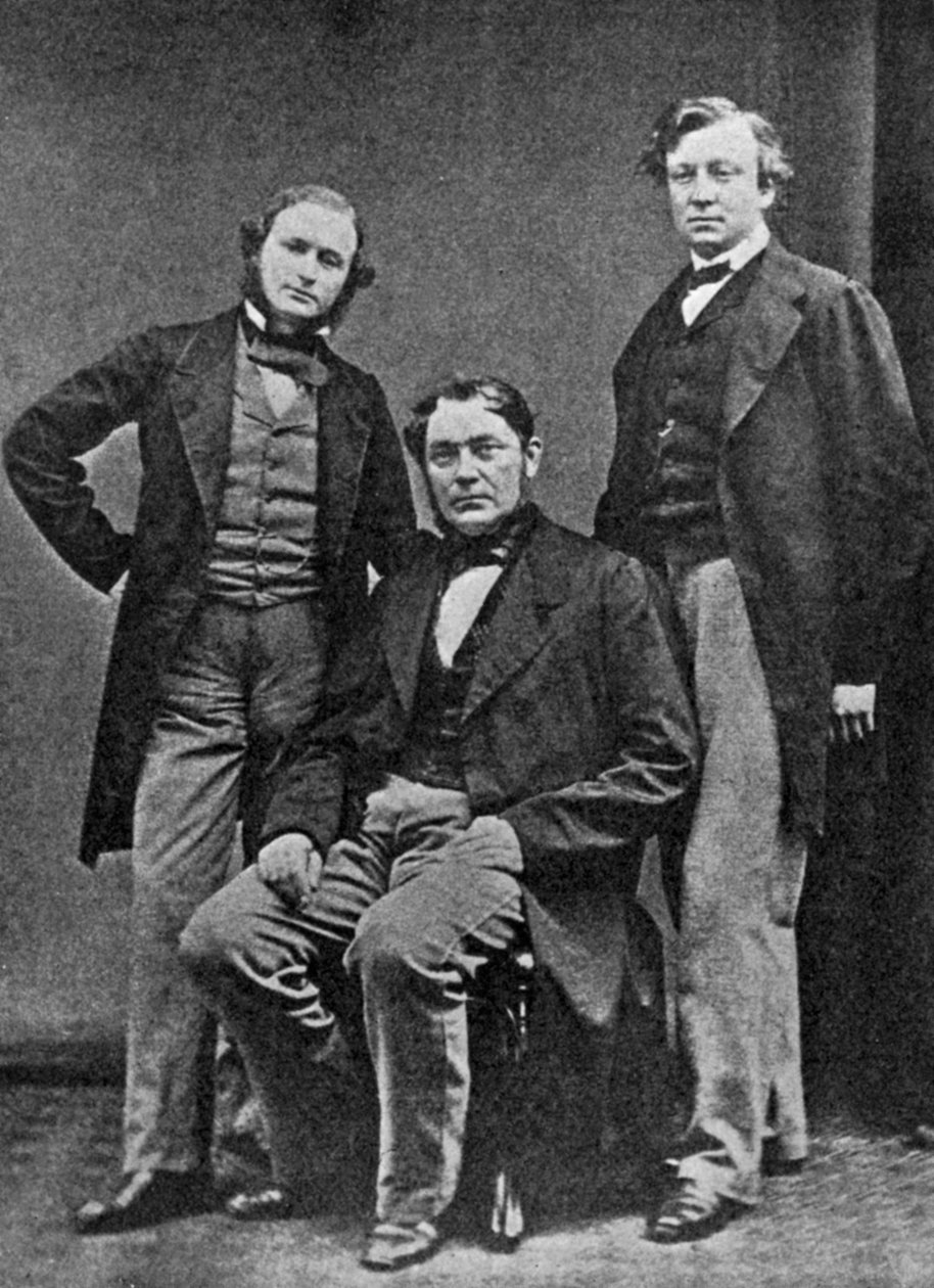 Gustav Kirchhoff, Robert Bunsen og Henry Roscoe, videnskabsmænd, c1860 af Unbekannt