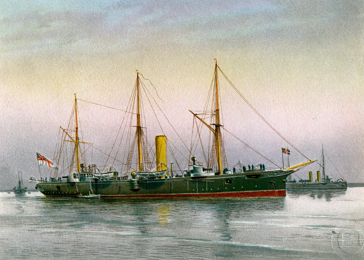 HMS Mohawk, Royal Navy 3. klasse krydser, c1890-c1893 af Unbekannt