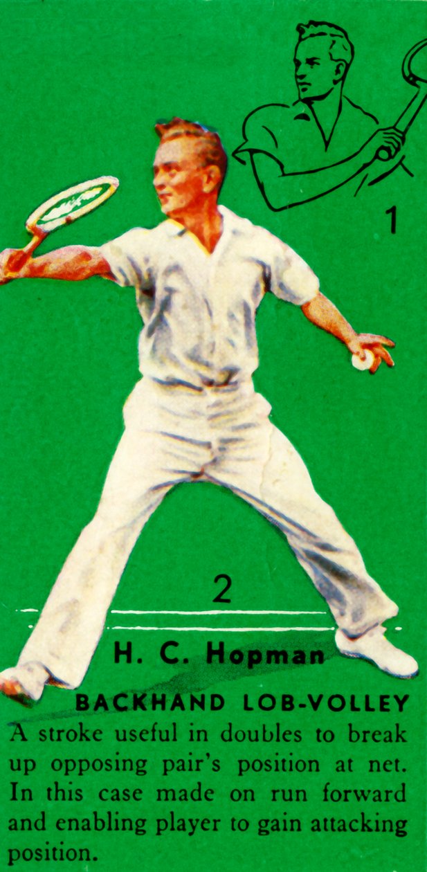 H. C. Hopman - Backhand Lob-Volley, c1935. af Unbekannt