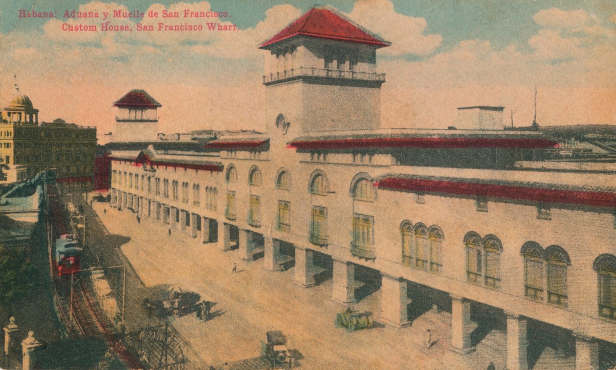 Havana: Told og havn i San Francisco. Custom House, San Francisco Wharf, Cuba, c1910 af Unbekannt