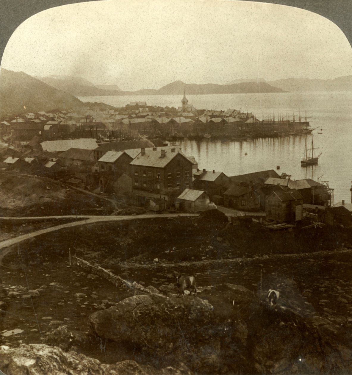 Hammerfest. Verdens nordligste by - ingen solnedgang fra 13. maj til 29. juli, Norge, c1905. af Unbekannt