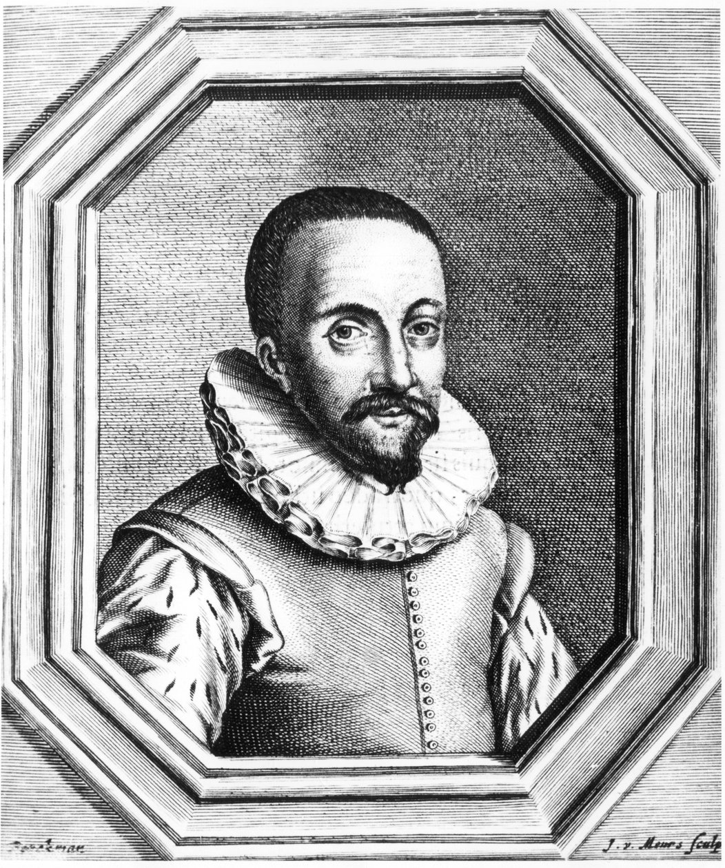 Hans Lippershey, hollandsk optiker krediteret med opdagelsen af teleskopet, 1655 af Unbekannt