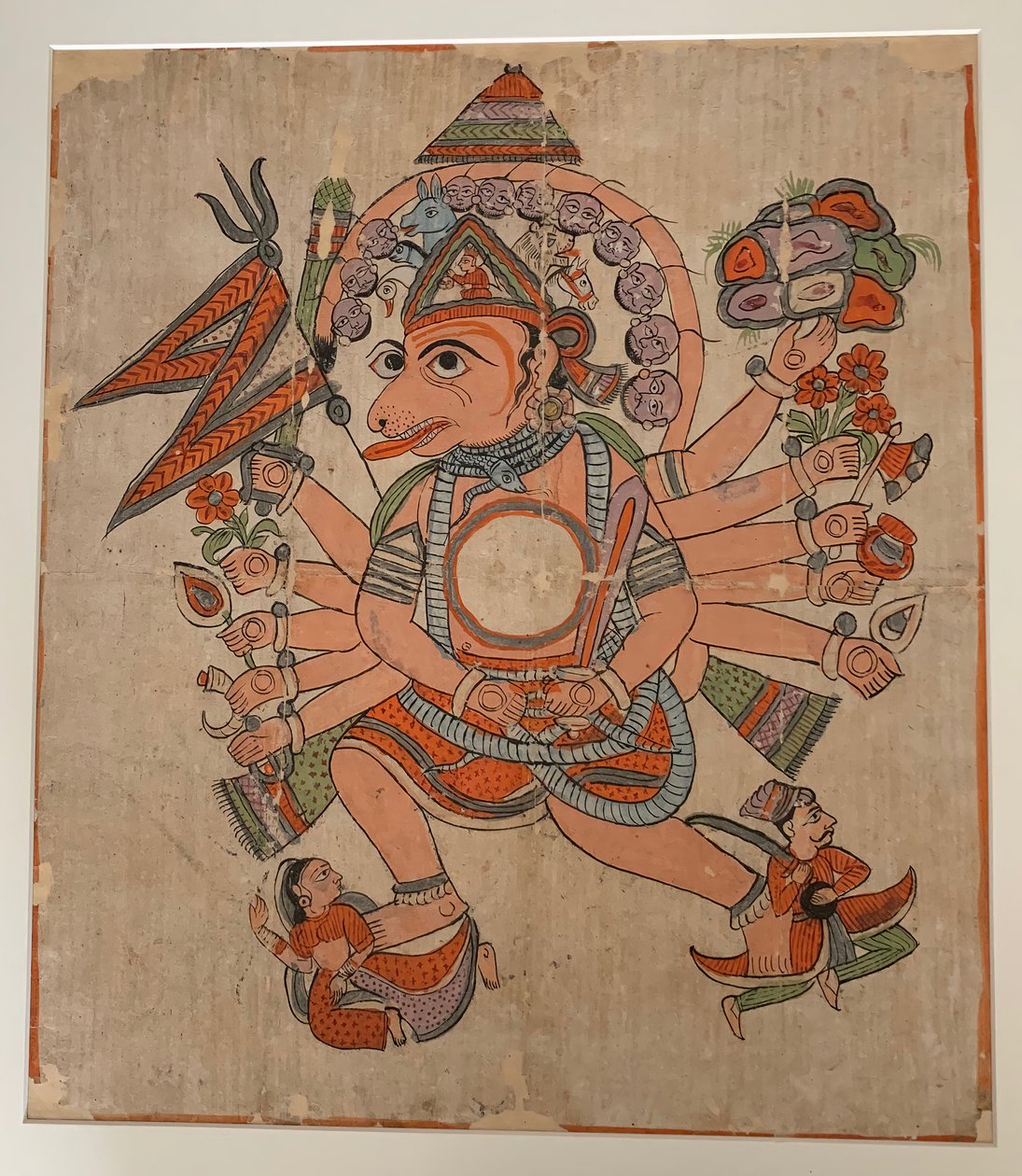 Hanuman i sin tantriske femhovede Pancha Mukha-form, ca. slutningen af det 19. århundrede. af Unbekannt