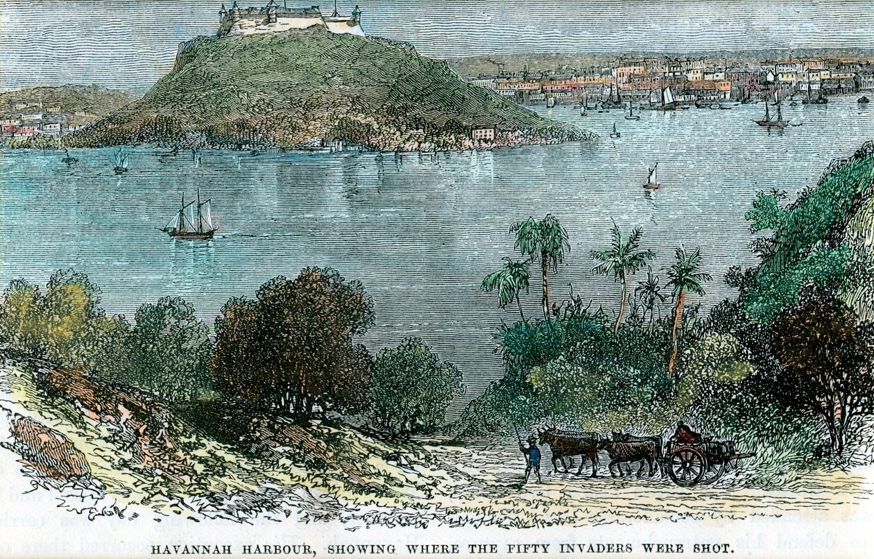 Havannah Harbour, der viser, hvor de halvtreds angribere blev skudt, Cuba, c1880 af Unbekannt