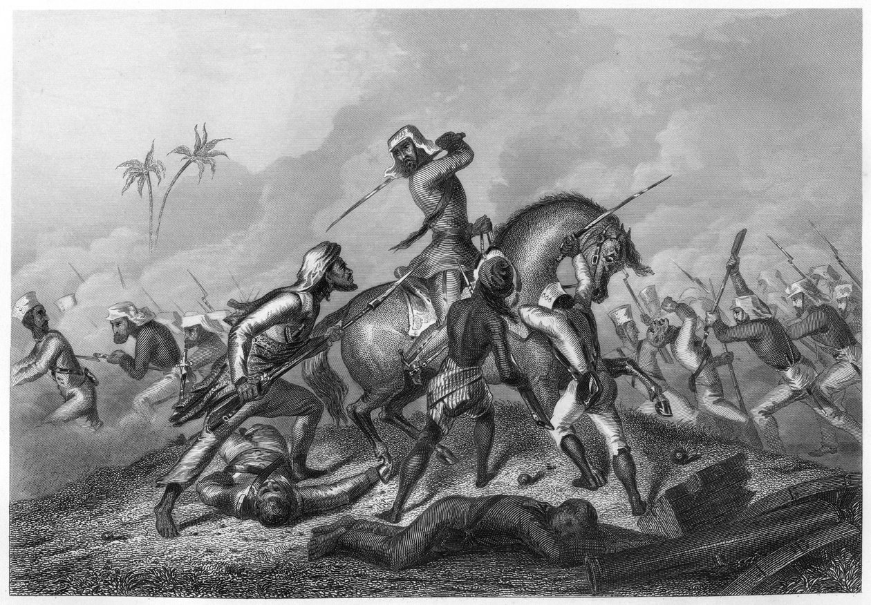 Havelocks kolonne angriber mytteristerne før Cawnpore, 1857, c1860 af Unbekannt