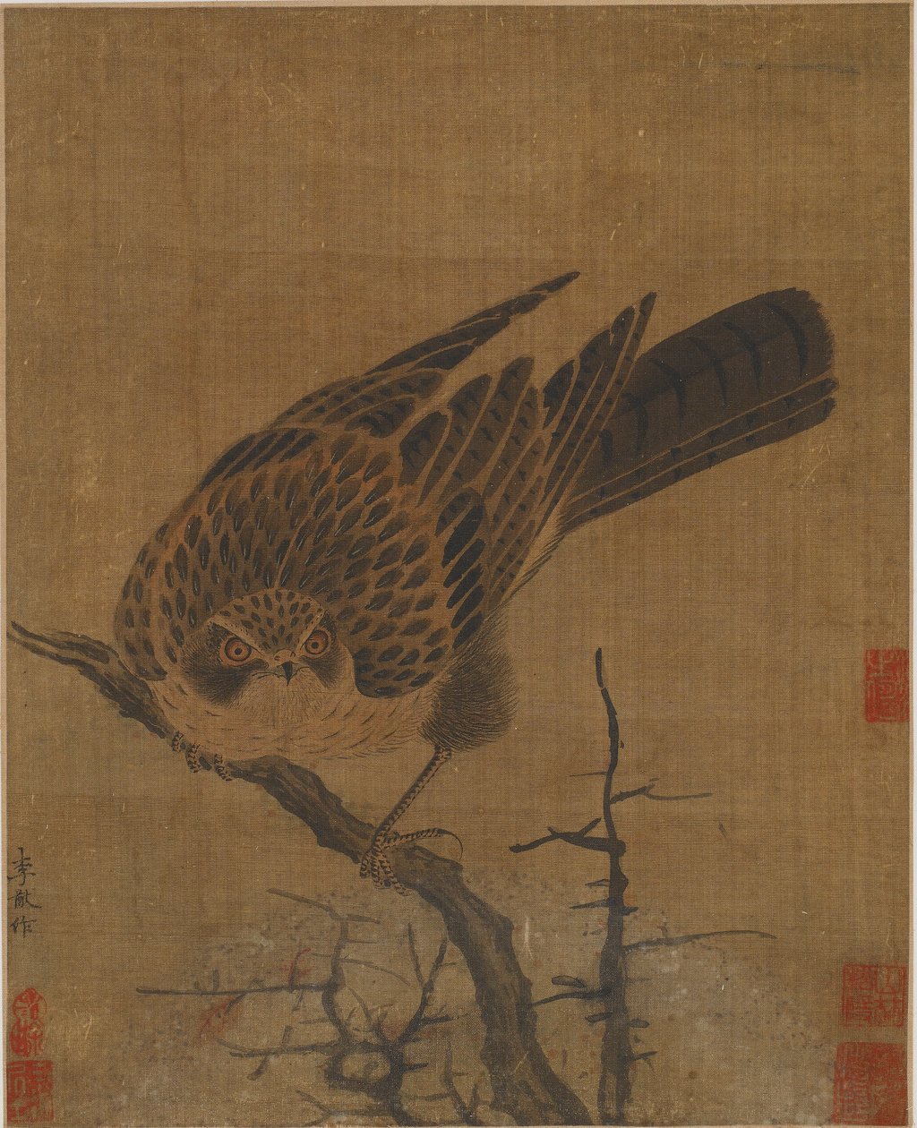 Høg på en bladløs gren, Muligvis Yuan-dynastiet, 1279-1368. af Unbekannt