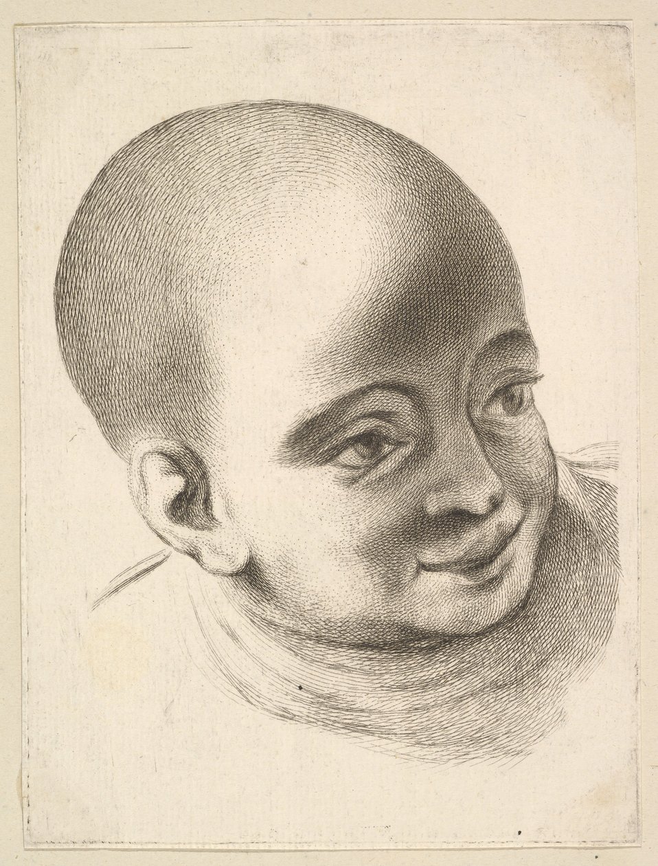 Head of a Child, fra Livre de Têtes Gravées dapres F. Boucher et Autres Book of..., 1700-tallet. af Unbekannt