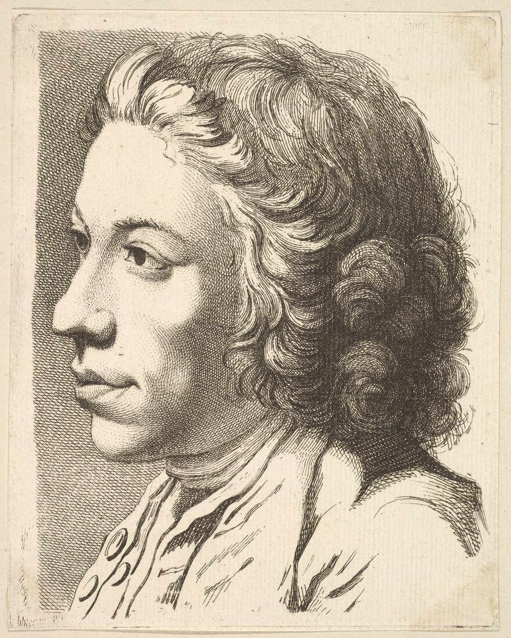 Head of a Man in Profile, fra Livre de Têtes Gravées dapres F. Boucher et Autres..., 1700-tallet. af Unbekannt