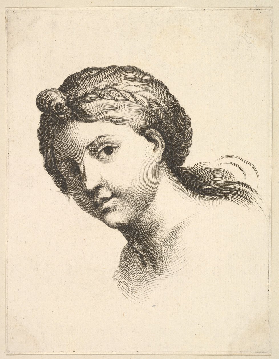 Head of a Woman, fra Livre de Têtes Gravées efter F. Boucher og andres Bog af..., 1700-tallet. af Unbekannt