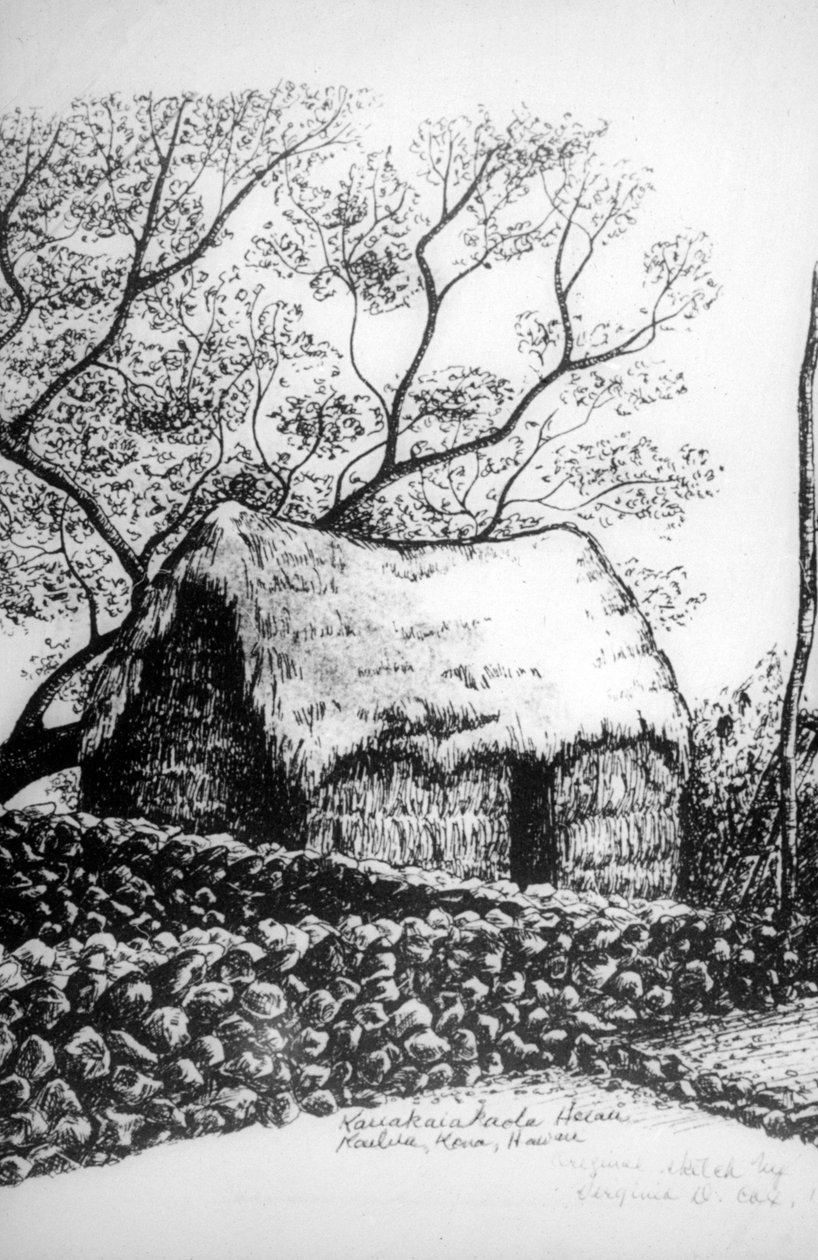 Heiau, Kailua-Kona, Hawaii, 1800-tallet af Unbekannt