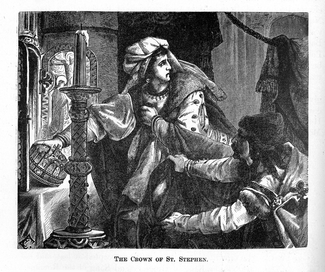 Helene Kottannerin stjæler den kongelige krone af Saint Stephen i 1440 fra billedhistorien om W af Unbekannt