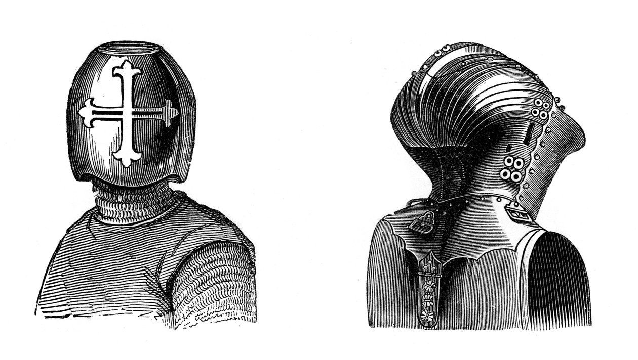 Hjelme, 13. og 15. århundrede, 1870 af Unbekannt