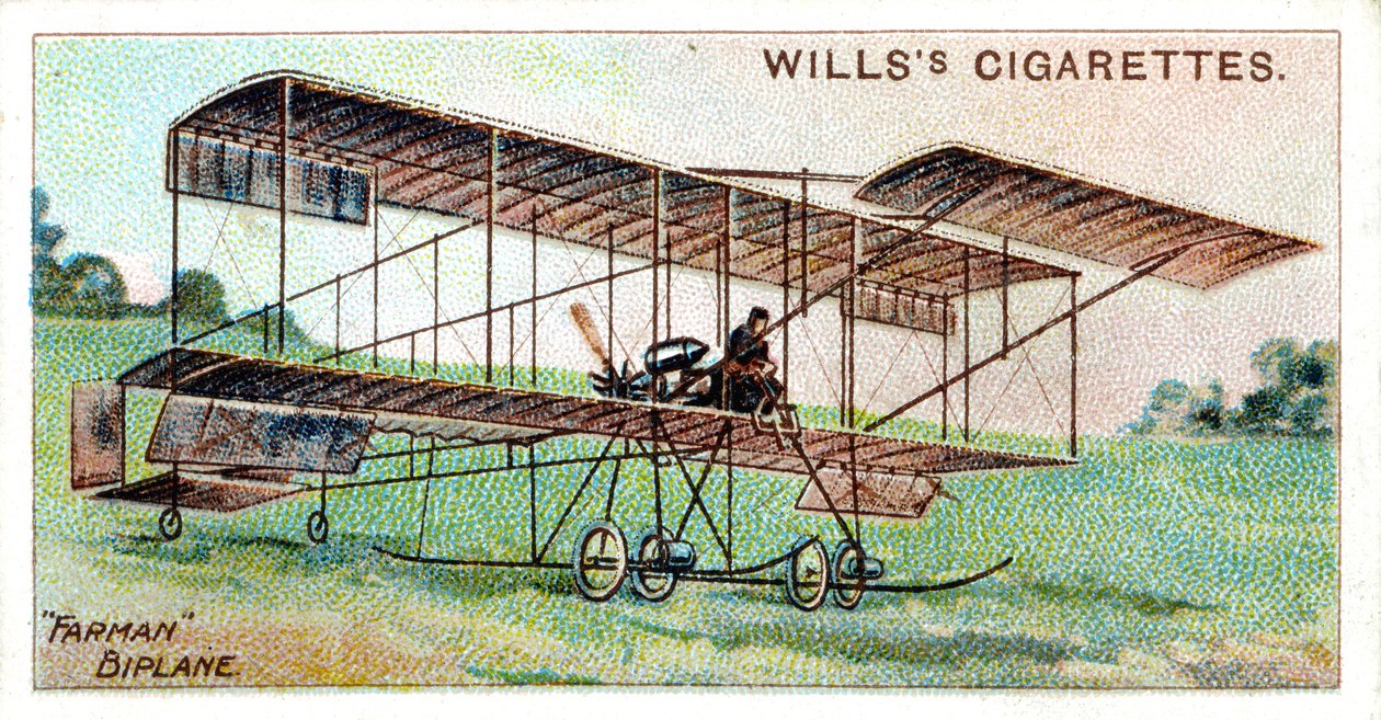 Henri Farman i Farman-biplanen, fransk flyver og flykonstruktør, c1909 af Unbekannt