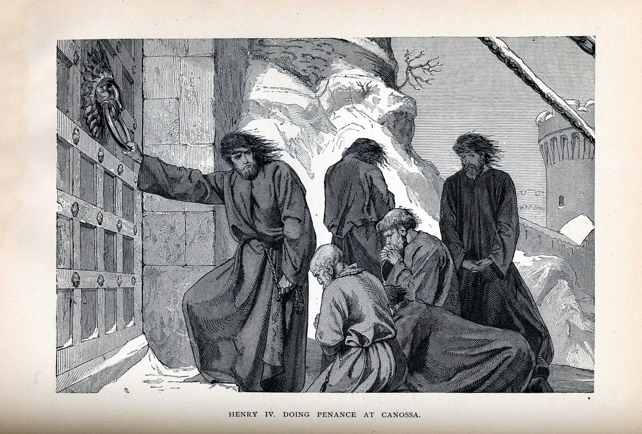 Henry IV gør bod i Canossa, 1882 af Unbekannt