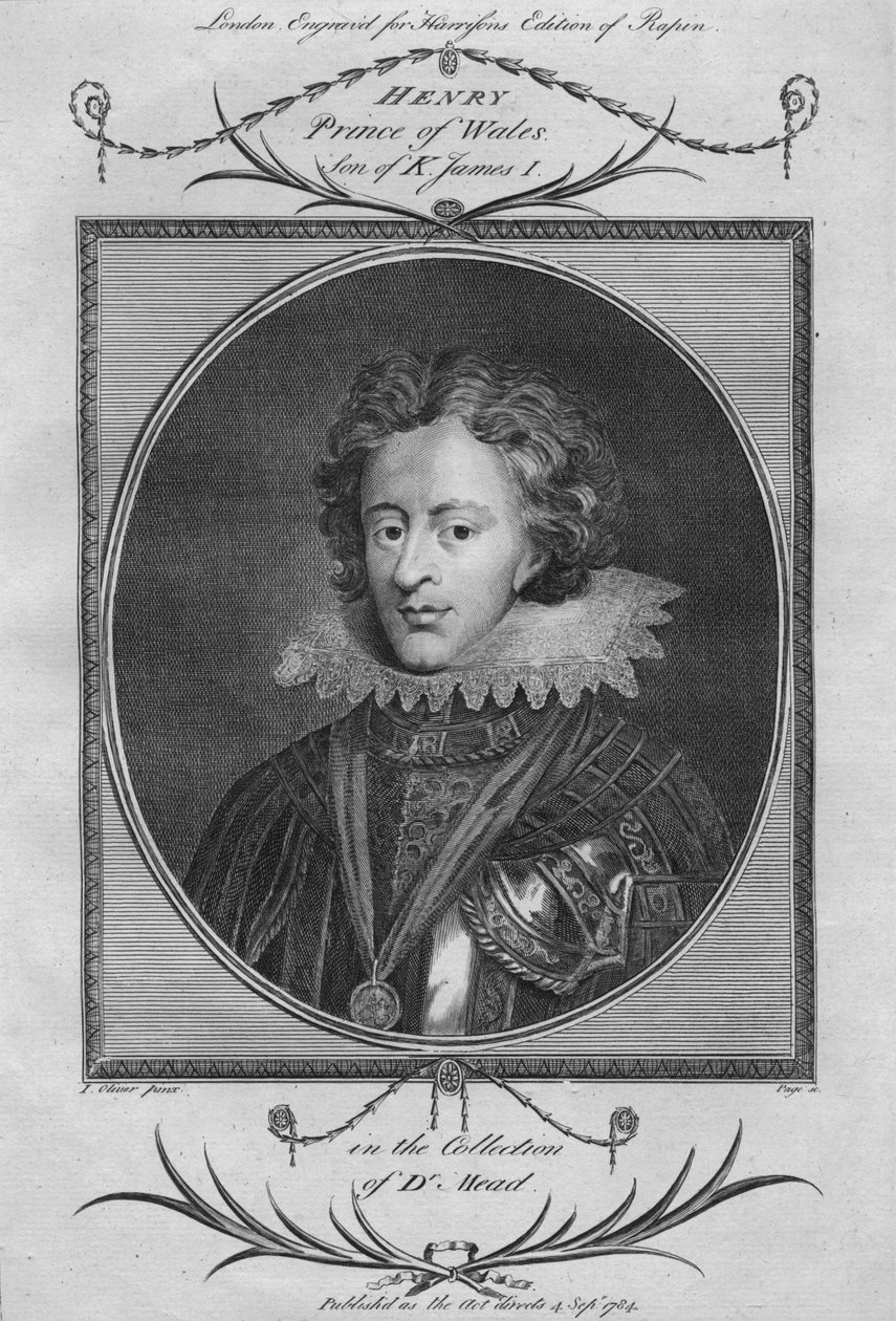 Henry, Prince of Wales, søn af kong James I, 1784. af Unbekannt