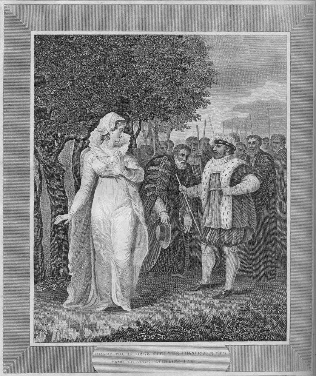 Henry VIII i raseri over kansleren, der kom for at gribe Catherine Parr, 1838 af Unbekannt