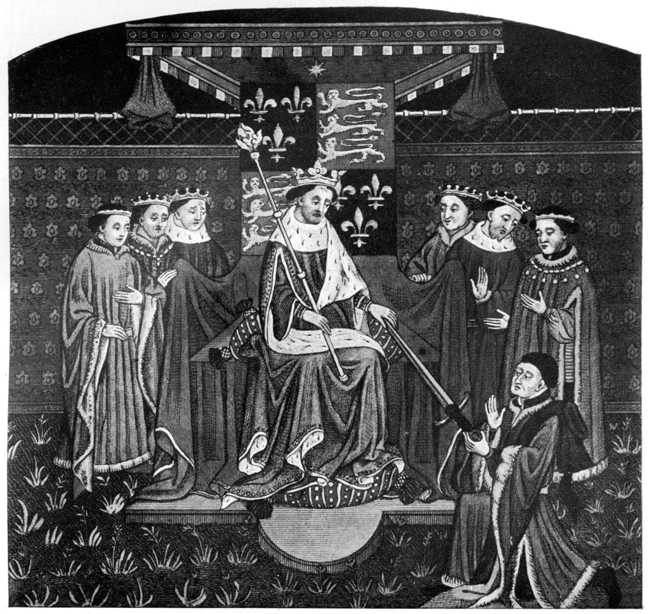 Henry VI præsenterer et sværd til John Talbot, jarl af Salisbury, c1445, 1910 af Unbekannt