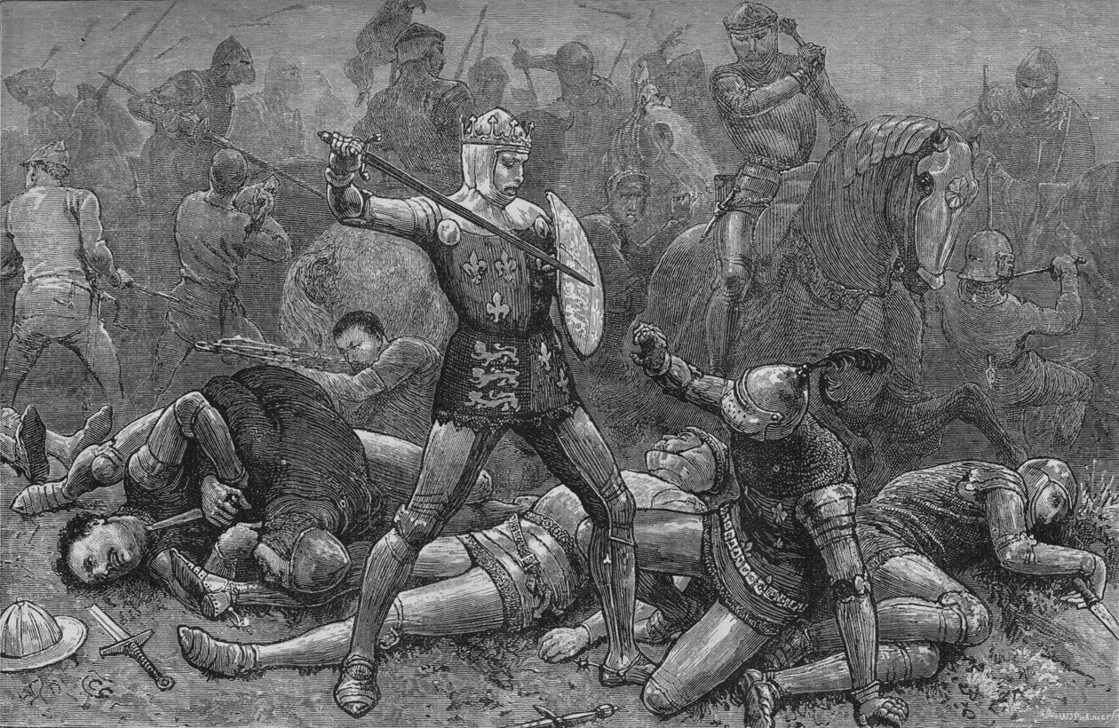 Henry og Alencon i Agincourt, 25. oktober 1415, c1880 af Unbekannt