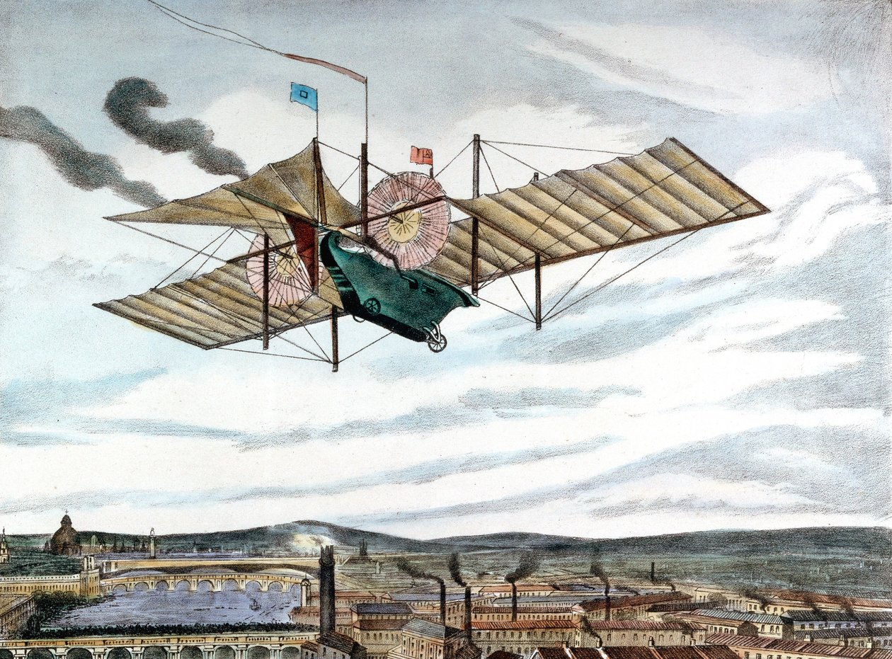 Henson og Stringfellows 1843-design til dampdrevet flyvemaskine, 1843 af Unbekannt
