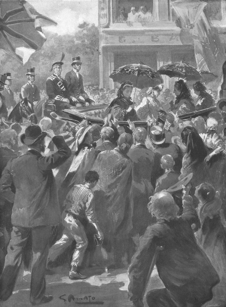...Hendes Majestæts besøg i East End i London, den 2. april 1873, 1901. af Unbekannt