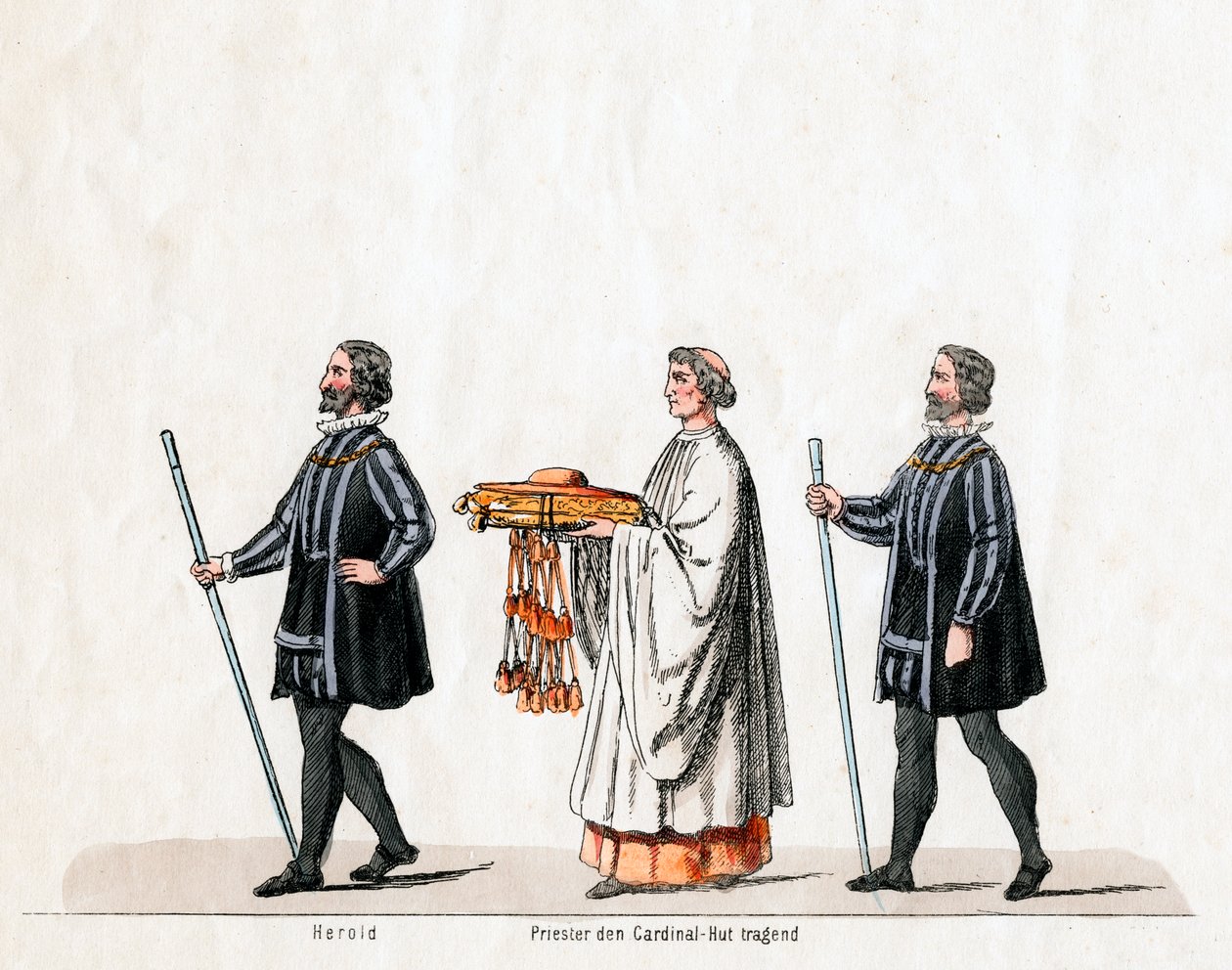 Heralder og præst, kostumedesign til Shakespeares skuespil, Henry VIII, 1800-tallet af Unbekannt