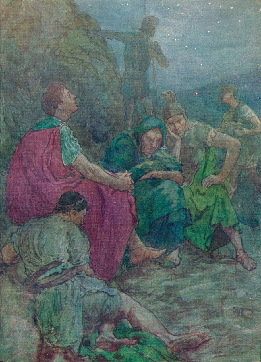 Her, i læ af stejle klipper, satte han sig til hvile, c1912 1912 af Unbekannt