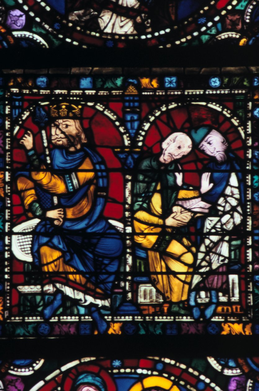 Herodes og hans rådgivere, farvet glas, Chartres Cathedral, Frankrig, 1145-1155 af Unbekannt