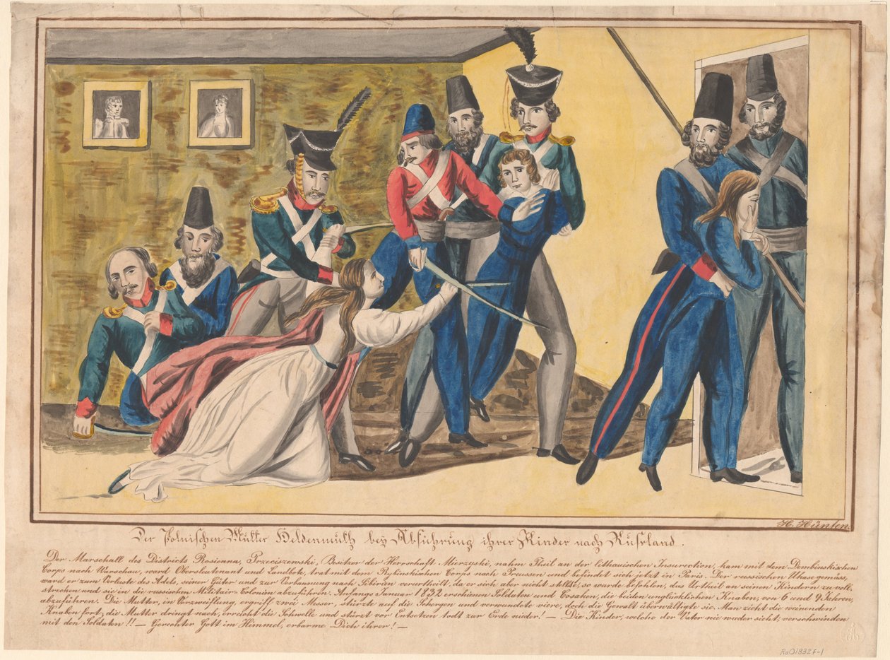 De polske mødres heltemod under konvojering af deres børn til Rusland, 1832 af Unbekannt