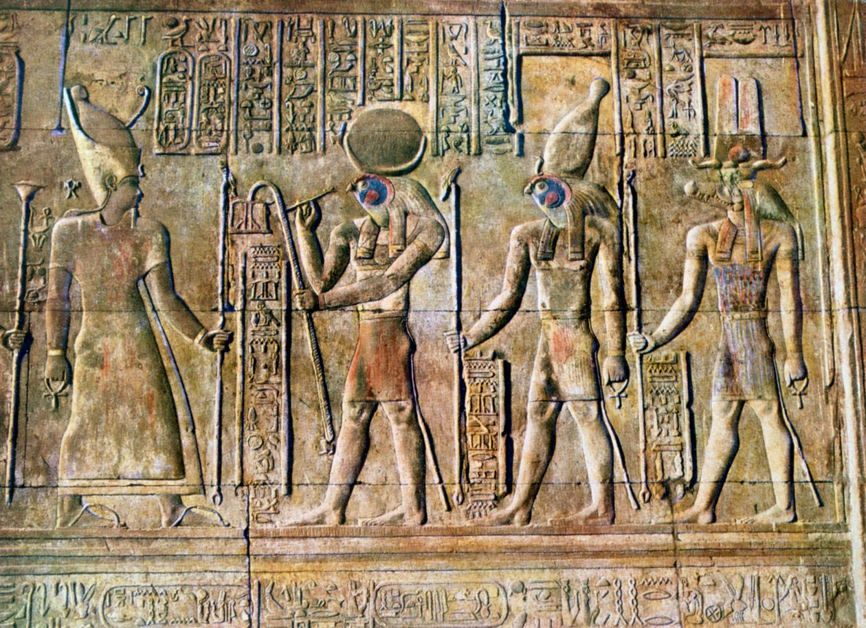 Hieroglyfisk relief, Temple of Kom Ombo, Egypten, 20. århundrede af Unbekannt