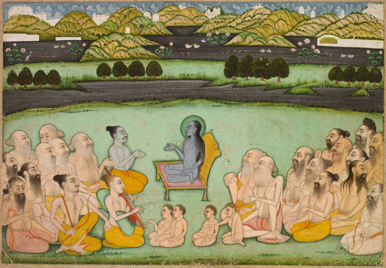 Hindu-guden Krishna taler med ældste, ca. 1800. af Unbekannt