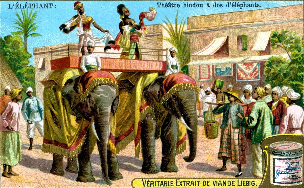 Hindu-teater på ryggen af elefanter, ca. 1900 af Unbekannt