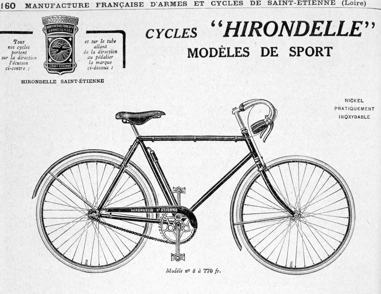 Hirondelle Saint Etienne, Bicycle Tourism Advertisement, 20. århundrede af Unbekannt