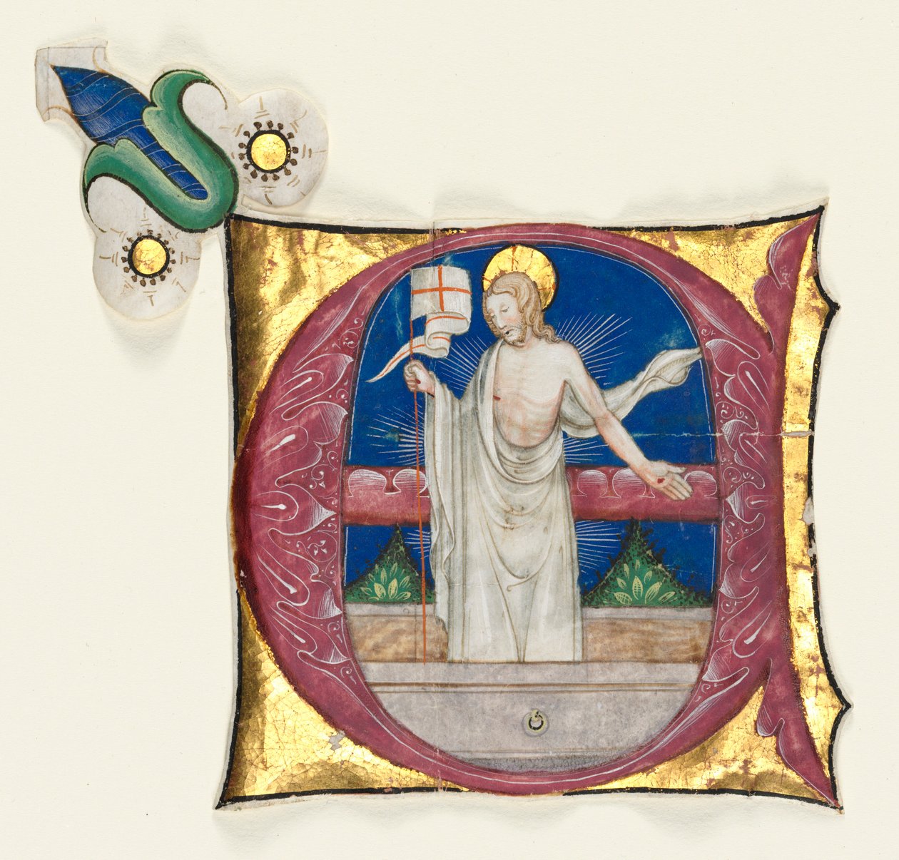 Historik indledning E Udskåret fra et antifonarium: Opstanden Kristus i graven, ca. 1420-1450. af Unbekannt