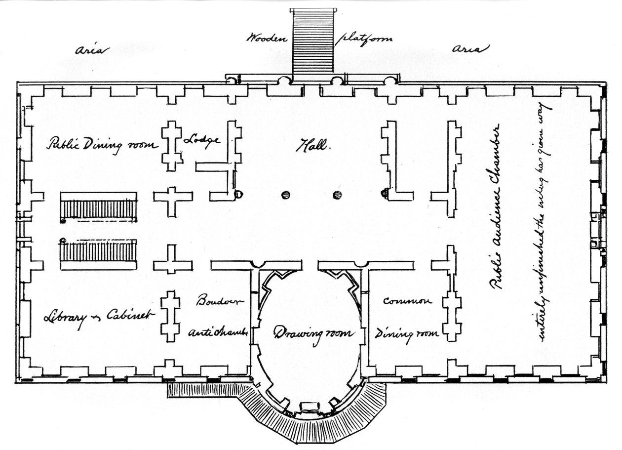 Hobans originale planer for Det Hvide Hus, 1700-tallet 1908 af Unbekannt
