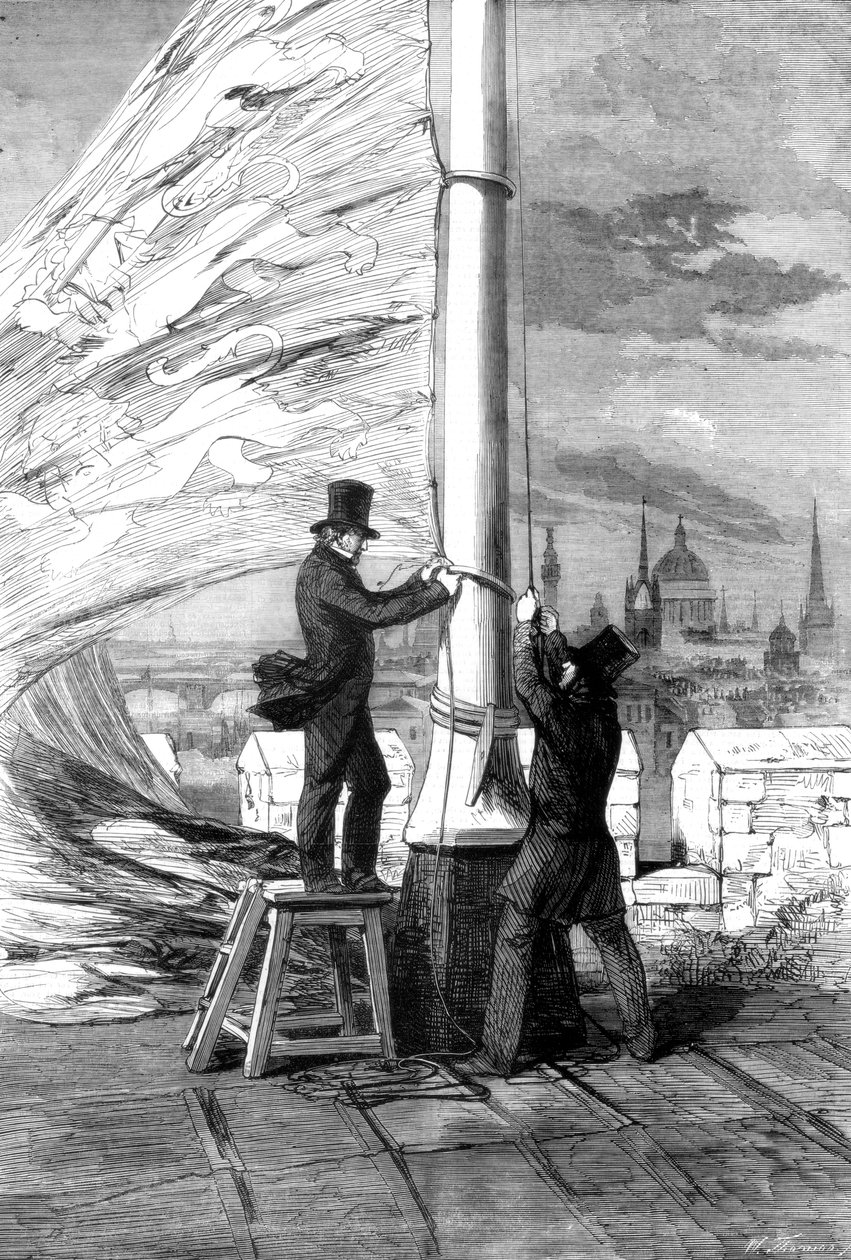 Hejser Royal Standard ved Tower of London, 1856 af Unbekannt