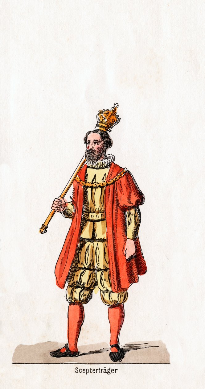 Holder af et scepter, kostumedesign til Shakespeares skuespil, Henry VIII, 1800-tallet af Unbekannt
