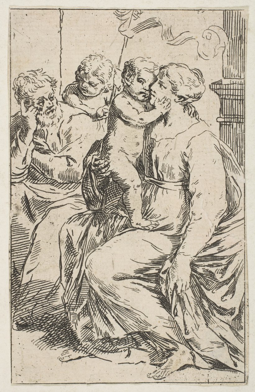 Hellig Familie med Johannes Døberen, kopi i omvendt efter Cantarini, ca. 1640-1642 eller senere. af Unbekannt