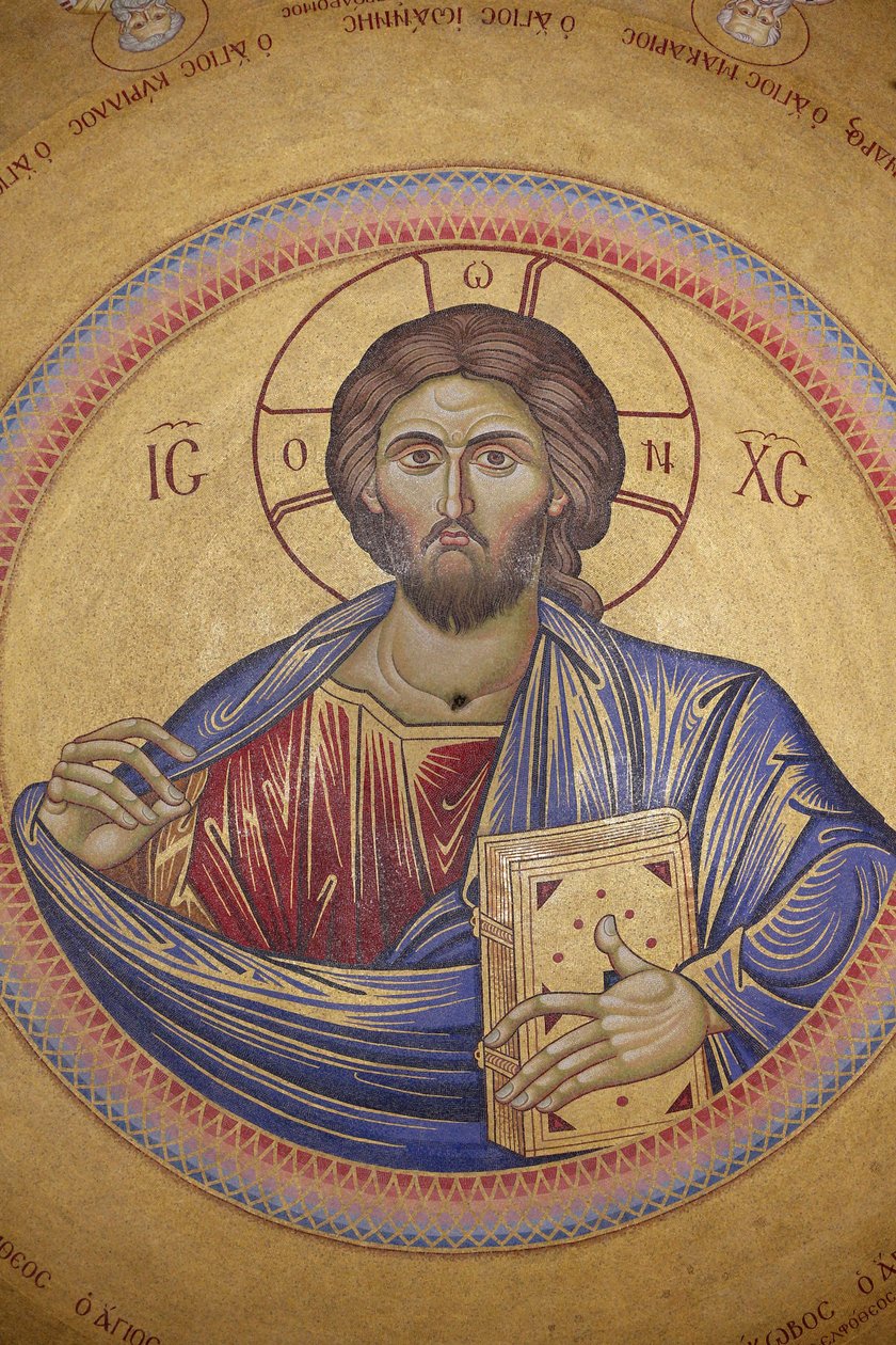 Den Hellige Gravs Kirke, Catholicons loft, Kristus Pantocrator mosaik, Jerusalem, Israel af Unbekannt