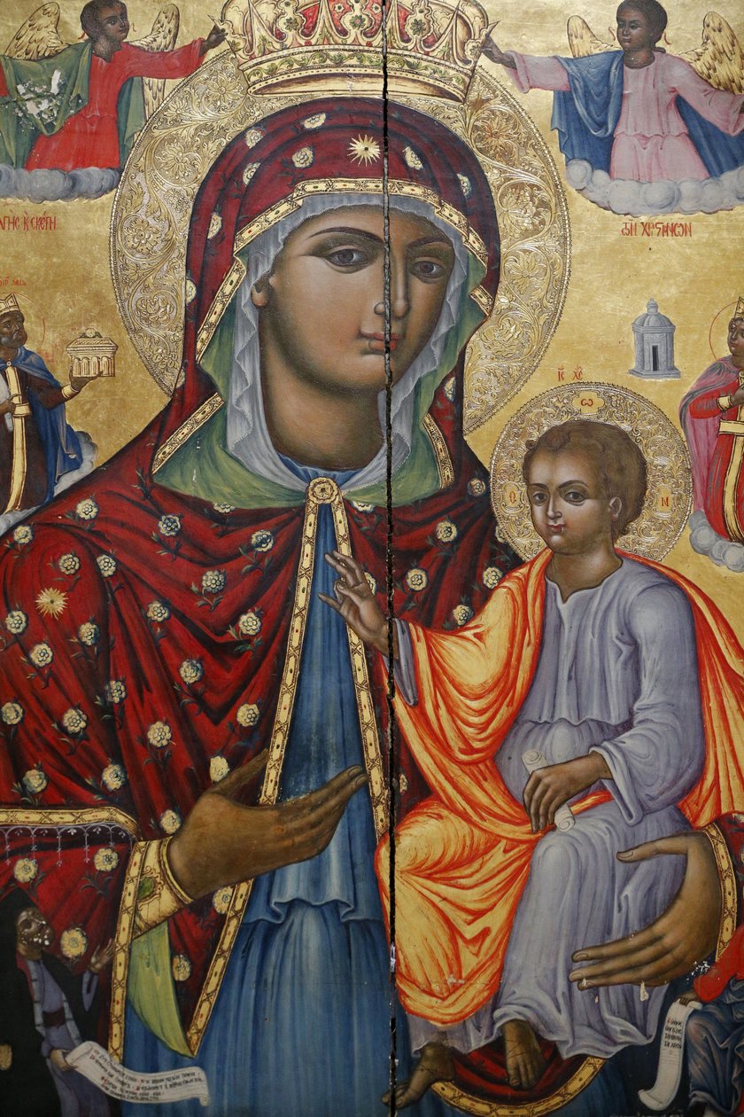 Den hellige gravs kirke, det græsk-ortodokse katolicon, jomfru Maria og et barnikon, Jerusalem, Israel af Unbekannt