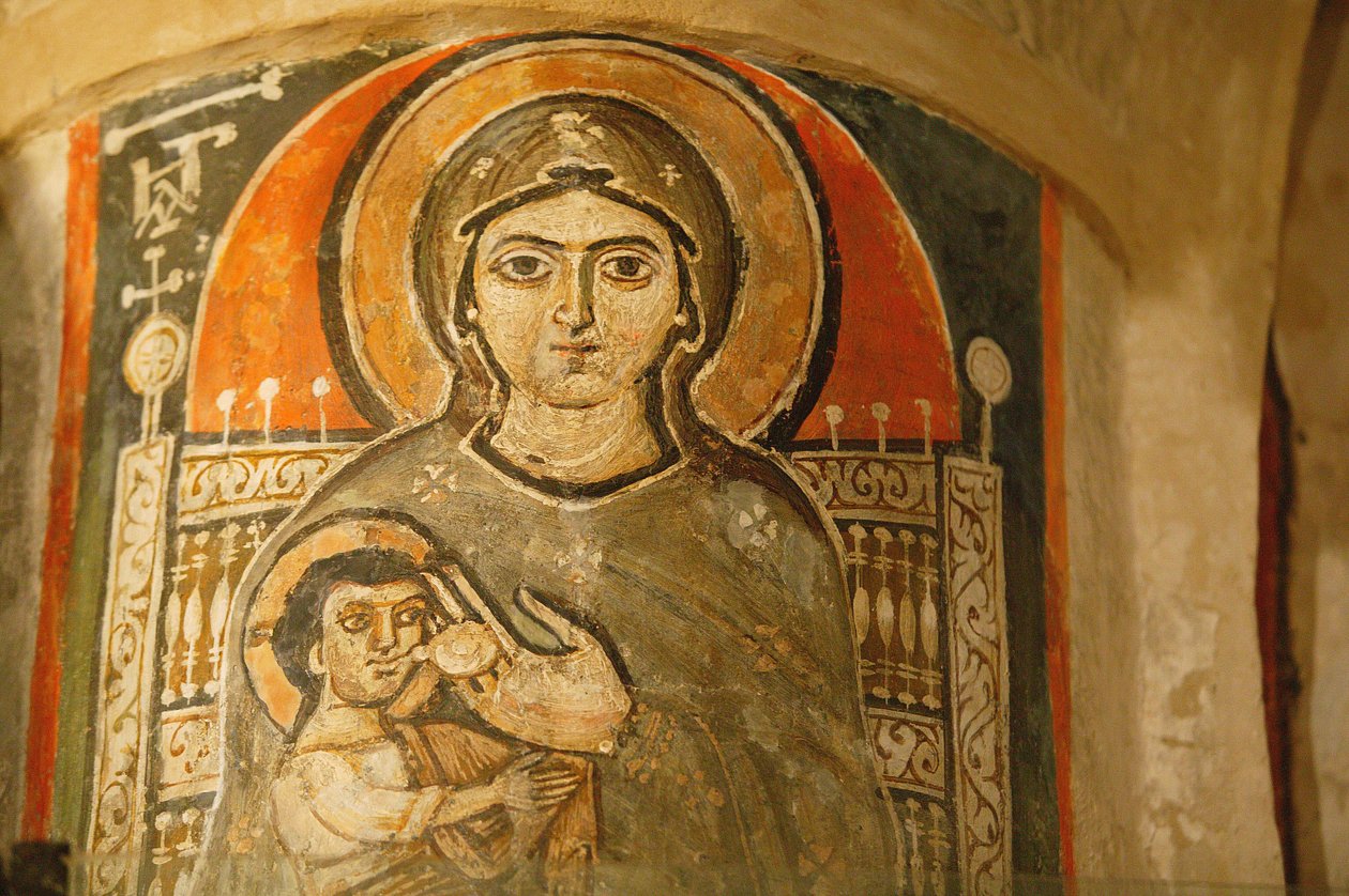 Holy Virgin og Saint John Kame koptiske kloster Mary ammer Jesus Egypten af Unbekannt