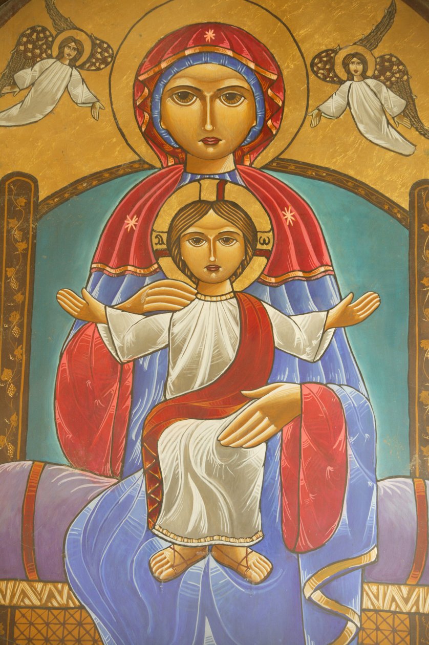Holy Virgin og Saint John Kame koptiske klosterikon Egypten af Unbekannt