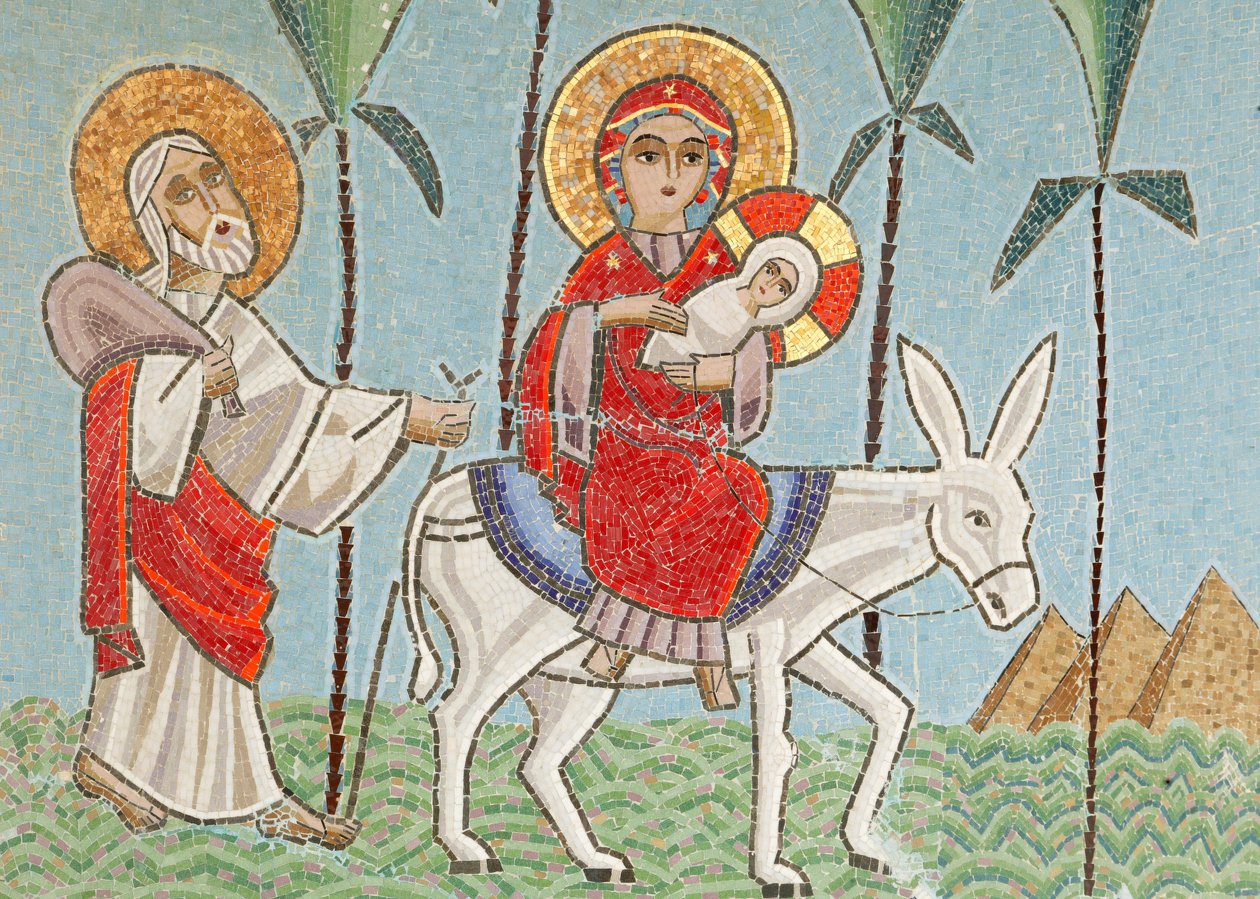 Holy Virgin og Saint John Kame koptisk klosterikon: Den hellige familie, Egypten af Unbekannt