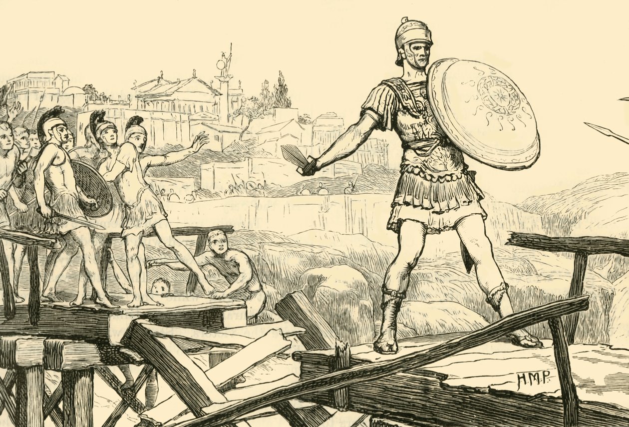 Horatius Cocles forsvarer broen, 1890. af Unbekannt