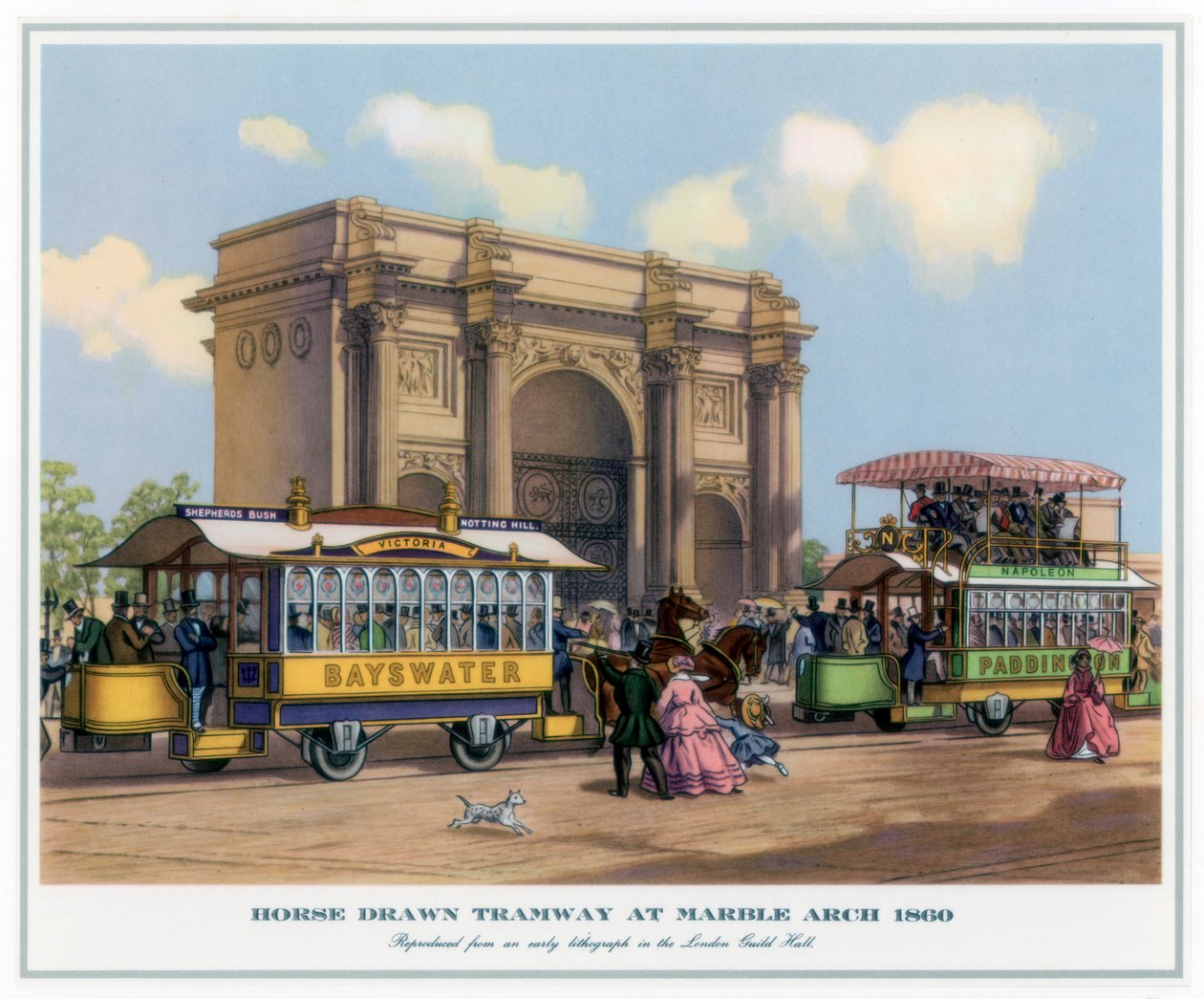 Hestetrukket sporvogn ved Marble Arch, 1860 af Unbekannt