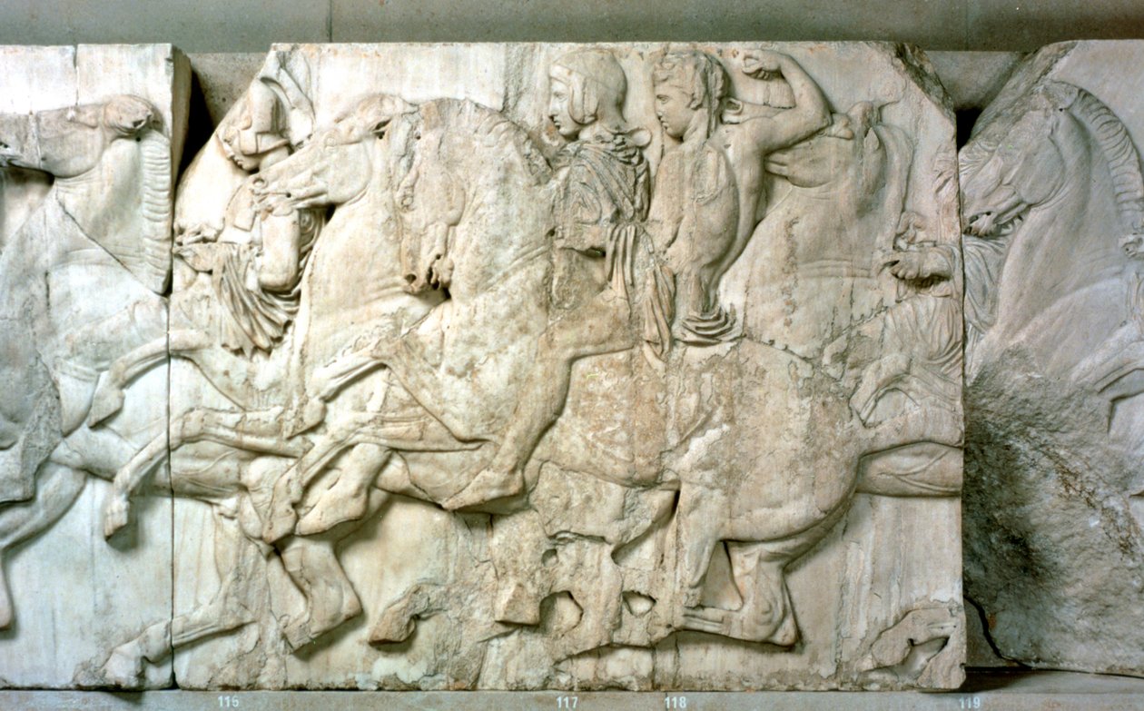 Ryttere fra Parthenon-frisen, 438-432 f.Kr af Unbekannt