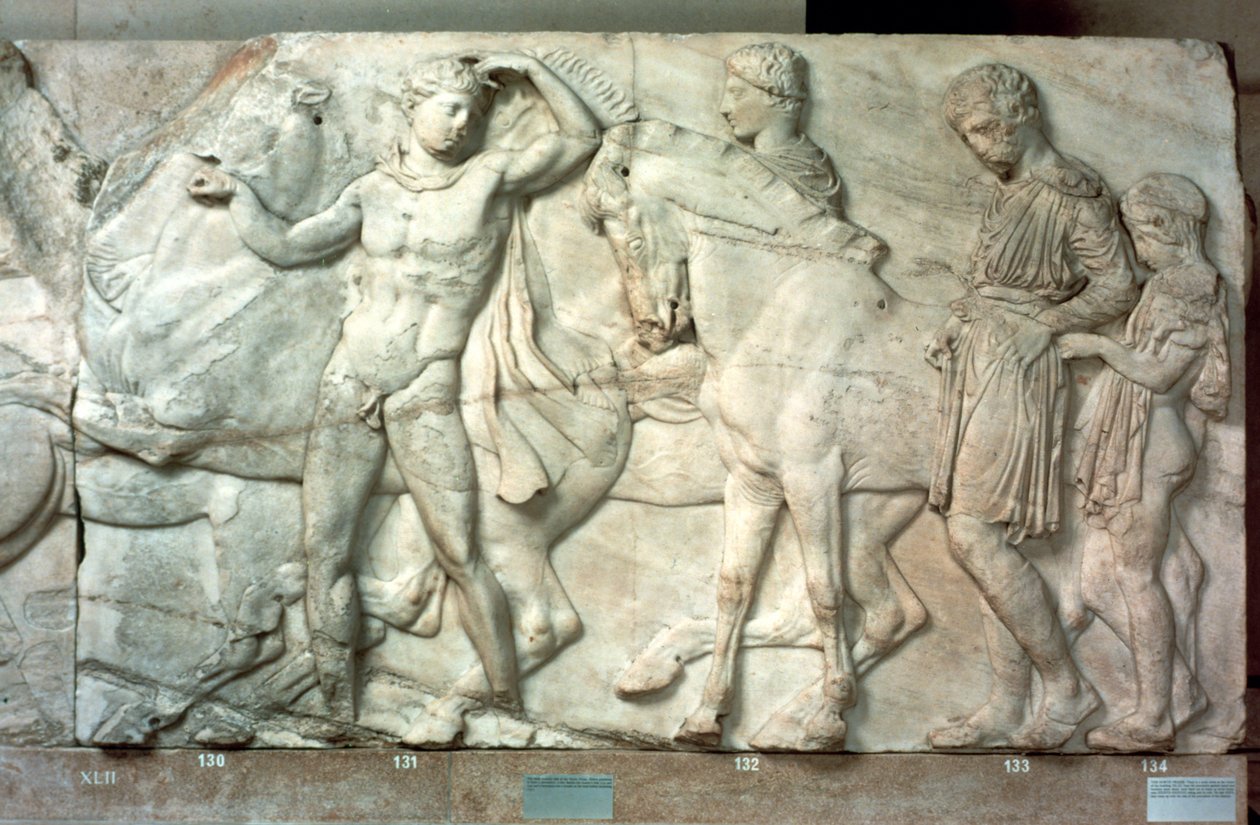 Ryttere fra Parthenon-frisen, 438-432 f.Kr af Unbekannt