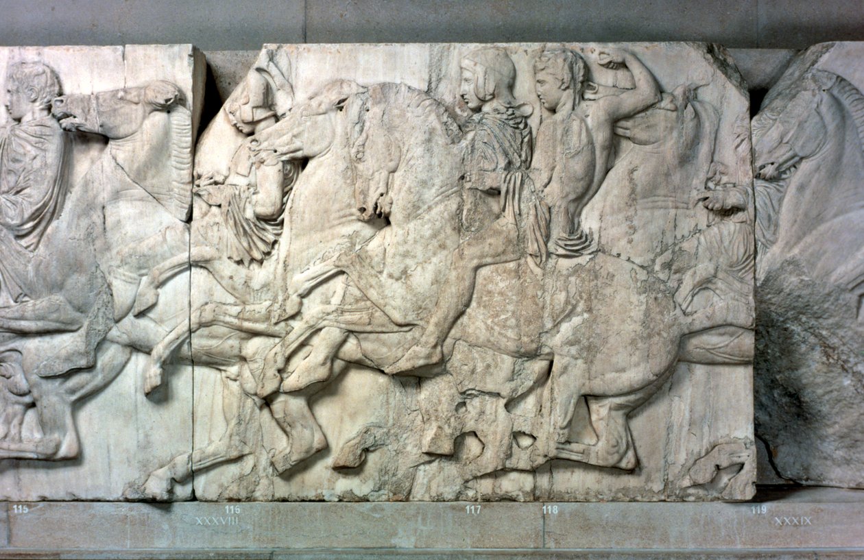 Ryttere fra Parthenon-frisen, 447-432 f.Kr af Unbekannt